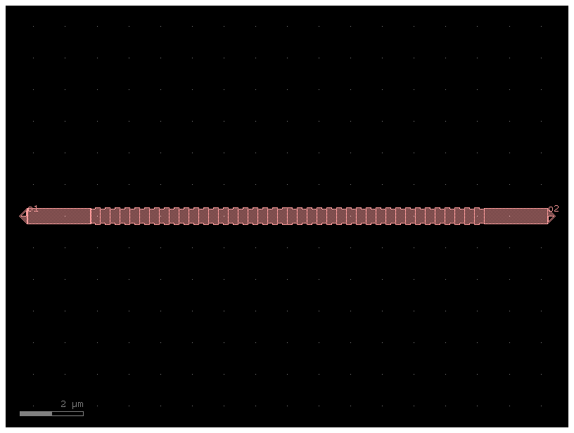 Phase-shifted Bragg grating construted in GDSFactory